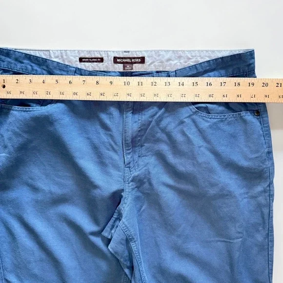 Michael Kors Grant Classic Fit Mens Blue Twill Pants Size 38 Straight Leg Used - Picture 4 of 8